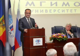 Igor Dodon a ținut un discurs în fața studenților la Institutul de Stat pentru Relaţii Internaţionale din Moscova
