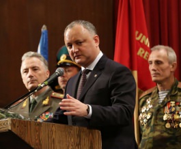 Президент Республики Молдова, Игорь Додон принял участие в торжественном собрании, посвящённому Дню защитника Отечества