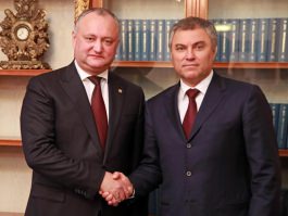 Igor Dodon, președintele țării a avut o întrevedere cu preşedintele Dumei de Stat a Adunării Federale a Federației Ruse, Veaceslav Volodin
