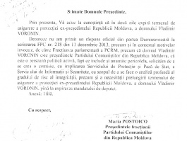 Vladimir Voronin a solicitat președintelui Nicolae Timofti să i se acorde protecție de stat