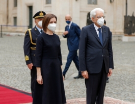 Președintele Maia Sandu, în vizită oficială la Roma: „Suntem hotărâți să dezvoltăm în continuare relații bune de parteneriat cu Italia”
