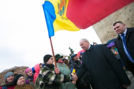Moldovan president, former Romanian head of state visit north Moldova town