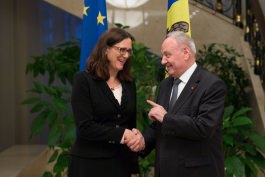 Президент Николае Тимофти встретился с комиссаром ЕС по торговле Сесилией Мальмстрём